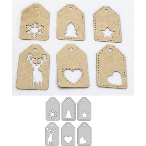 6pcs Christmas Hanging Tags Card Dies cuts Embossing Stencils for DIY Scrapbooking Photo Album Decorative DIY Paper Cards Making