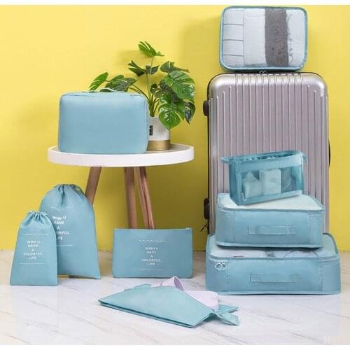 9 pieces Set Travel Organizer Storage Bags Suitcase Packing Set Storage Cases Portable Luggage Organizer Clothes Shoe Tidy