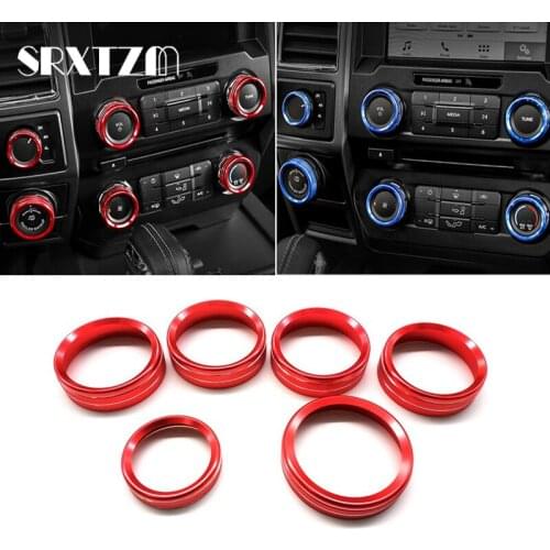 Aluminum Alloy Car Inner Side Air Conditioner Switch Knob Ring Cover Trim For Ford F150 XLT 2016 2017 2018 2019