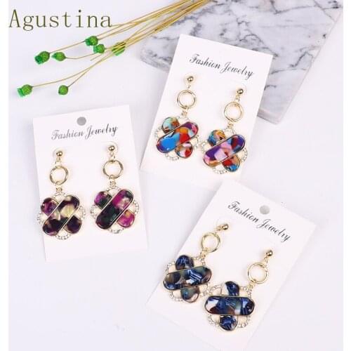 Bohemian Multicolor Acrylic Earrings Fashion Resin Drop Earrings for Women Geometric Earrings Statement Wedding Jewelry Gift