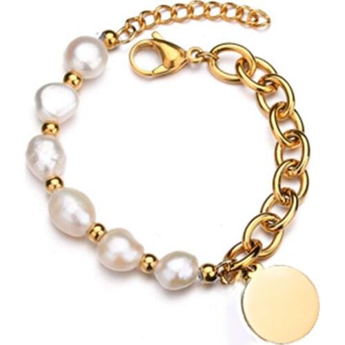 Beadsnice Stainless Steel Bracelet Pearl Unique Cute Stylish Simple Glither Designer Bangle Charm Link Chain Jewelry ID 40956