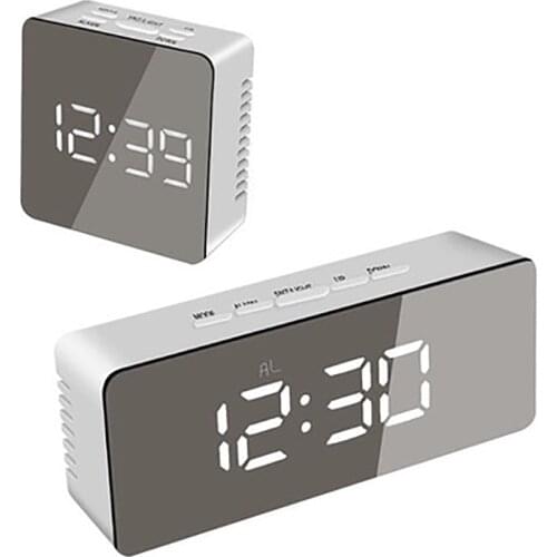 Alarm Clock Digital Electronic Smart Mechanical LED Mirror Snooze Table Wake Up Light Temperature Fuctions Button Desk USB
