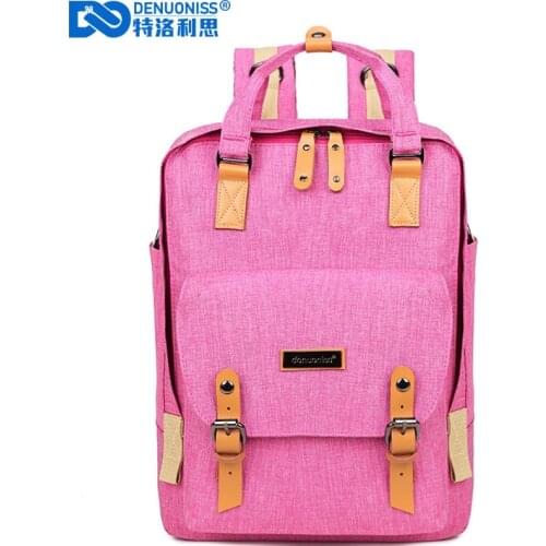 DENUONISS Backpack Women Bookbags School Bags For Teenage Girls Pink Canvas Backpack Denim Large Capacity Laptop Backpack