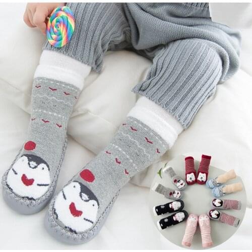 Baby Indoor Leather Sole Soft Bottom Cartoon Floor Socks Non-Slip Toddler Girl newborn Shoes Floor Kids Socks first walker