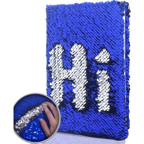 EverCreatives Magic Reversible Flip Sequin Girls Journal Blue to Sliver, Secret Kids Diary Personalized Notebook Stationery Gift