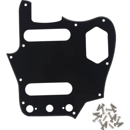 FLEOR Jaguar Pickguard Guitar Pick Guard Scratch Plate 1Ply Black with Screws