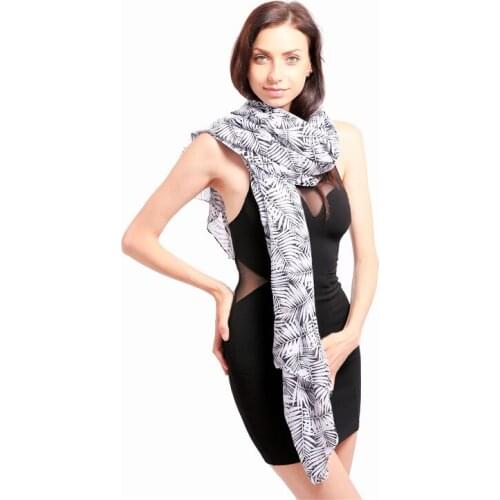Jinjin.QC Leaf Printed Scarf Fashion Bandana Echarpe Foulard Femme Bufanda Mujer Instant Jilbab Muslim Hijab Women Pashmina