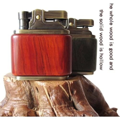 Zorro pure copper KEROSENE LIGHTER hand-made wood shell press ignition old nostalgic sandalwood ebony lighter