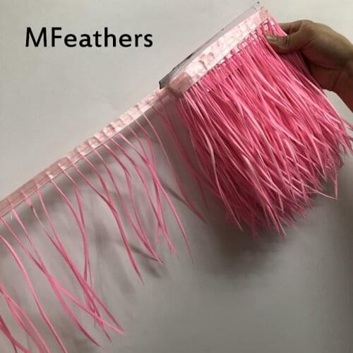 Pink Goose Feather Trims 5 Meters Dyed Geese Feather Ribbons/15-20cm 6-8Inches Fringes Goose Feathers Cloth Belts DIY decorative