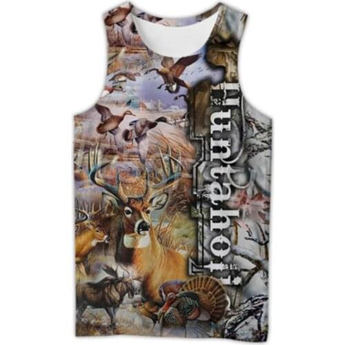 Tessffel 3D Printed Deer Hunting Hunter Forest Animal Summer Vest Harajuku Street Casual Clothing Top Style4