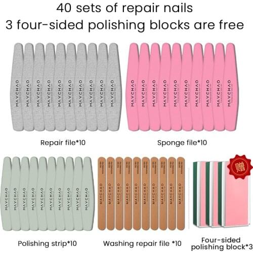 MAYCHAO Professional Nail File Kit Combination Half Moon Sandpaper Nail Sanding Set Grinding Polishing Manicure Care Tools
