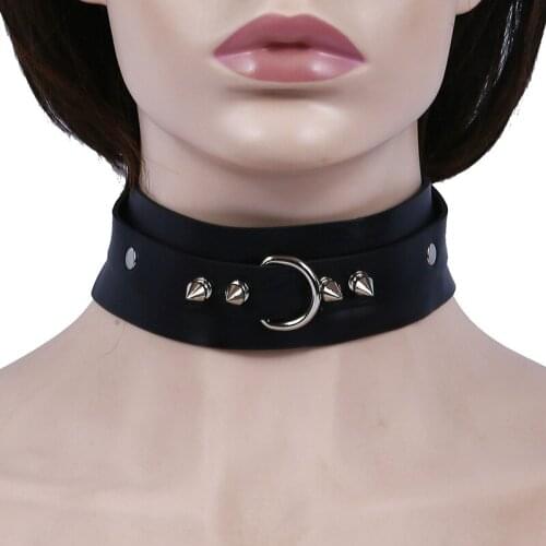 Fashion Sexy Punk Gothic Wide Leather Rivet Studded Choker Necklaces Vintage Charm Metal Round Collar Cosplay Club Party Jewelry