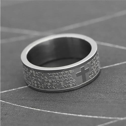 Vintage Design Bible Cross Male Ring Classic Accessories Anniversary Gift Party Jewelr