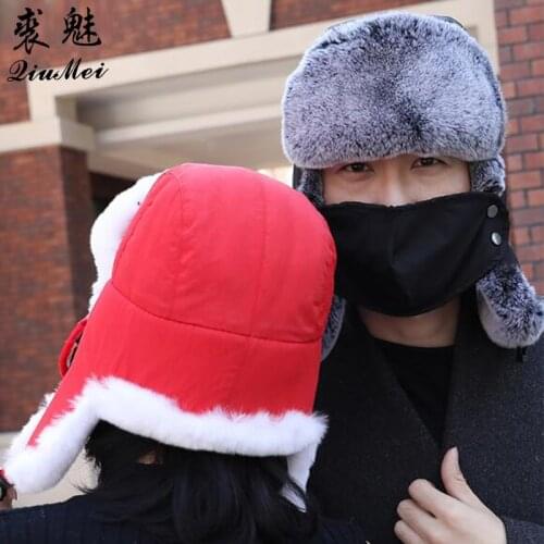 Real Fur Caps Rex Rabbit Keep Ear Warm Ski Winter Outdoor Travel 2021 New Hat Lined Trendy Adjustable Men Women Bombers Hats