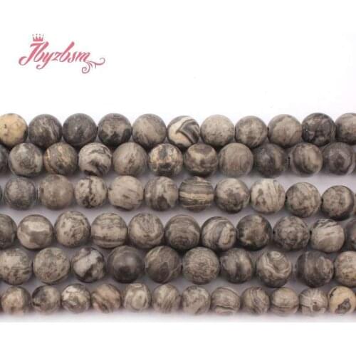 Natural Map Stone Genuine 6/8mm Round Loose Spacer Stone Beads For DIY Necklace Bracelats Jewelry Making Strand 15"