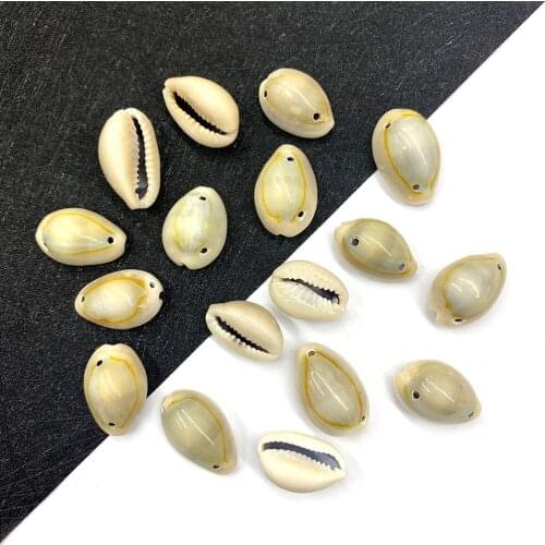 Natural Conch Pendant Double Hole Shell Beads DIY Handmade Home Decoration Wind Chime Jewelry Accessories 20pcs Size 15-25mm