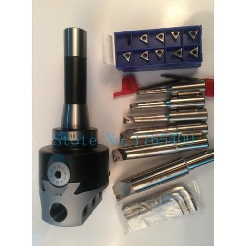 New R8 M12 arbor F1 -18 75mm boring head and shank 18mm 6pcs boring bar and 10pcs carbide inserts