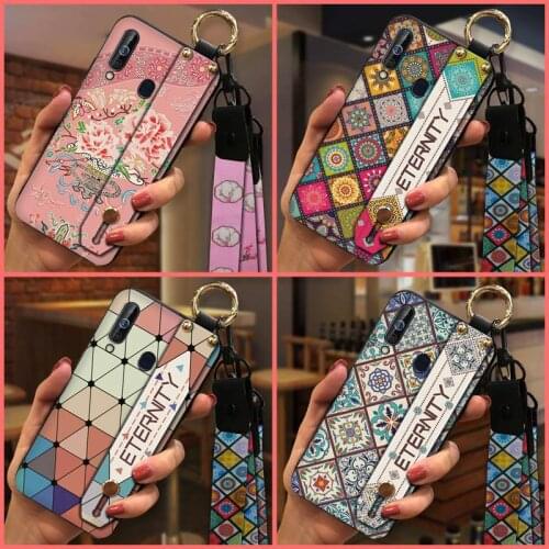 New Soft Case Phone Case For Samsung Galaxy A60/M40 Back Cover Original Silicone Wrist Strap TPU