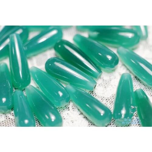 One pcs loose beads green chalcedony smooth/ faceted 30*7mm for DIY jewelry making FPPJ wholesale beads nature gem stone