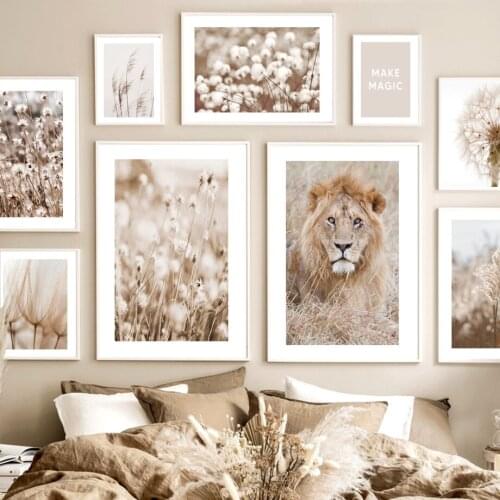 Dandelion Reed Cotton Dried Flower Grass Lion Nordic Poster Wall Art Print Canvas Painting Decoration Pictures For Living Room
