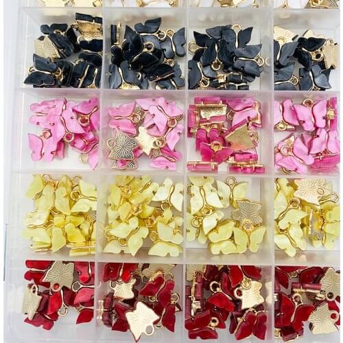 10Pcs Colorful Alloy Butterfly Setting Acrylic Charms Cute DIY Animal Pendant Accessories Handmade Jewelry For Necklace Earring