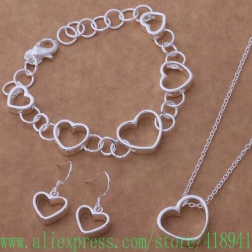 Silver Plated Jewelry Sets Bracelet 099 + Necklace 578 + Earring 153 /ebhamsoa bcjajtqa AS135