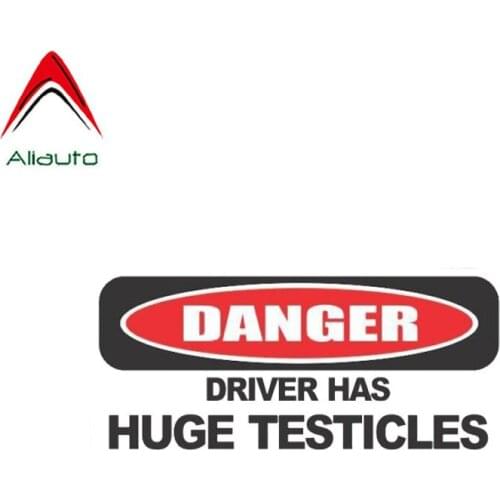 Aliauto Warning Car Sticker Funny Danger Driver Has Huge Testicles Creative Decal Accessories PVC for Octavia Gti Skoda,15cm*6cm