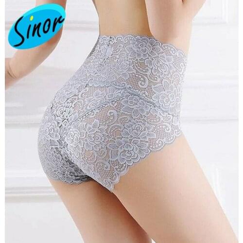 High Waist Lace Sexy Underwear Womens Temptation Hip Breathable Underwear Womens Cotton Large Size Lace Underwear Briefs