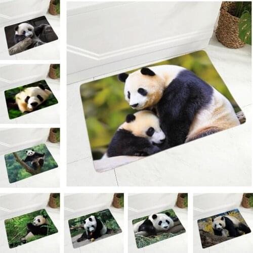 Cute Panda Doormat Non-Slip Super Soft Flannel 40x60cm Rug Decor Animal Floor Door Mat for Hallway Children Room