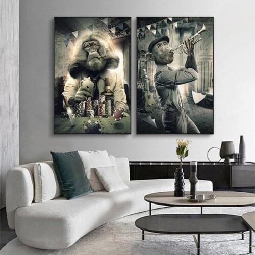Modern Wall Art Decor Animal Graffiti Art Monkey Canvas Painting Cuadros Wall Art Posters Prints Wall Pictures for Living Room