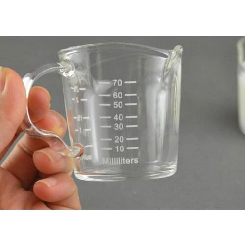 70ml Heat-resistant Glass Measuring Milk Cup Small Milk Cup Kitchen Jigger for Espresso Coffee Double-mouthed Ounce Cup