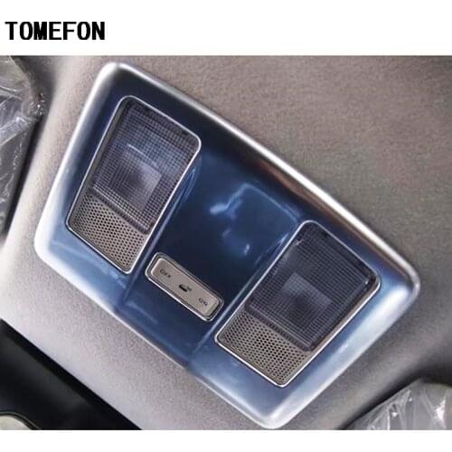 TOMEFON 2pcs For Mazda 2 Mazda2 Demio DJ 2014 2015 2016 ABS Chrome Matte Ceiling Roof Top Reading Lamp Light Trim Cover