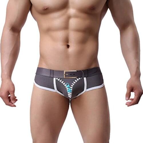 Dropshipping Cotton Mens Underwear Boxers Solid Gay Male Boxer Breathable panties Breathable Mens Pouch Zipper Underpants