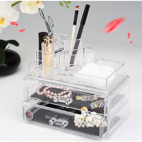 High Quality Clear Acrylic Cosmetic Jewelry Organizer Drawer Makeup Storage Insert Holder Box Free Shipping HG0024