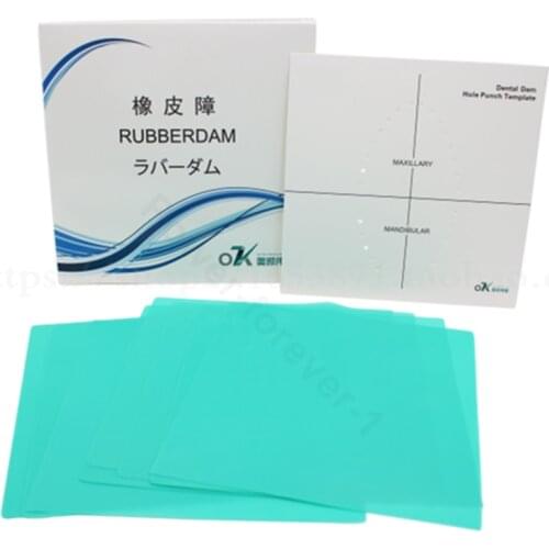 Green Dental Rubber Dam Sheets Adult Medium Thickness High Tensile Strength Frame Holder 1Box(36Sheets)