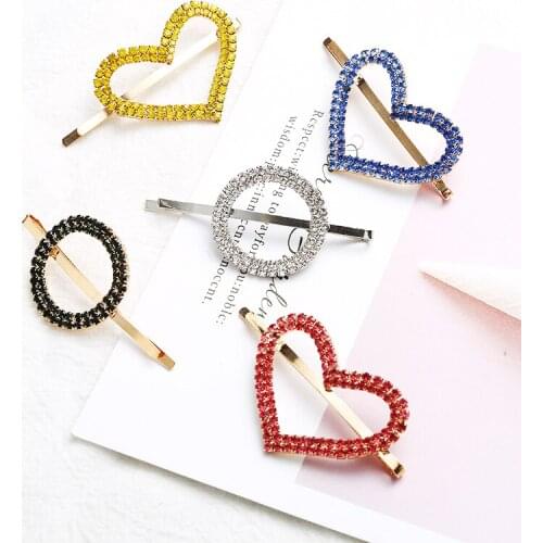 Glitter Sparkly Rhinestone Clip hair female Vintage hair clips heart hairpins for women crystal Barrettes woman Jewelry girl