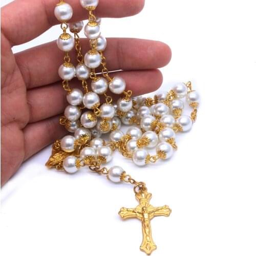 Luxury Design Imitation Pearls Choker Necklace Female Cross Pendant Necklaces for Women Gold Color 2021Fashion Jewelry