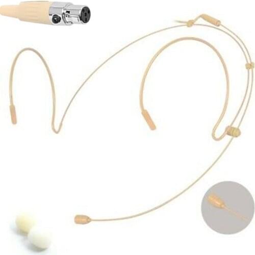 1pcs Microphone With Cover Beige Mini XLR 4 Pin TA4F Head Worn Dual Earhook Headset Microphone For SHURE Plug Connector