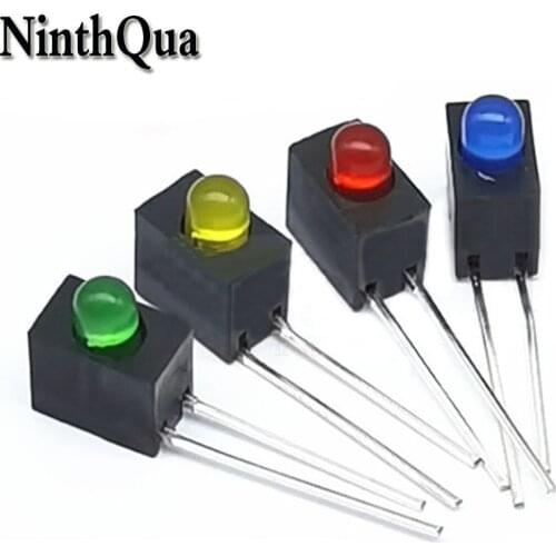 10pcs 3mm LED Lamp Beads with Holder Red Blue Yellow Green White 90 Degree Bent Foot F3 Single Hole Lamp Holder