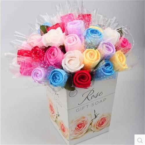 10pcs/lot free shipping Microfiber Fabric Lovers Rose Flower Towel Gift Cake Towels Gifts For Girlfriend Valentines Day