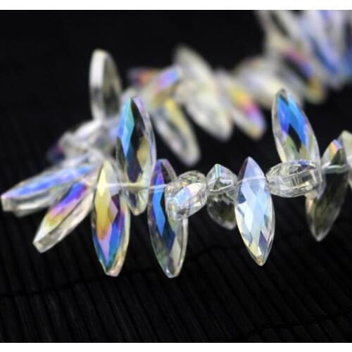 100pcs/lot Faceted Electroplate Crystal Glass Horse Eye Beads Strands Color Plated white AB Color jewelry accessories beads