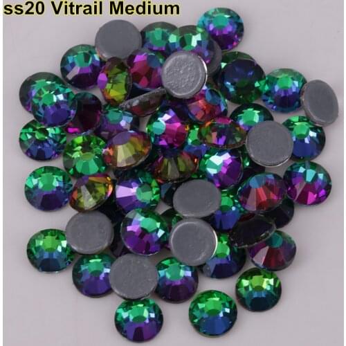 1440pcs/Lot, High Quality ss20 (4.8-5.0mm) Crystal Vitrail Medium Hotfix Rhinestones / Iron On Flat Back Crystals