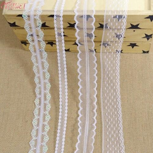 20yards white Lace ribbon fabric Webbing Decoration Handicrafts Lace gift packing polyester Material DIY Sewing Accessories