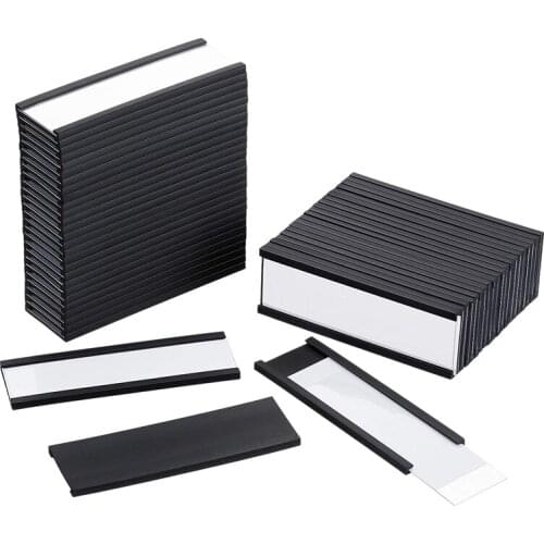 50Pcs Magnetic Label Holders with Magnetic Data Card Holders with Clear Plastic Protectors for Metal Shelf (1 x 3 Inch)