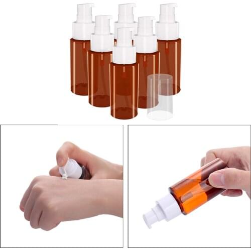 6 PCS 60ml Empty Refillable Travel PET Cosmetic Lotion Essential Oil Shampoo Squeeze Bottle