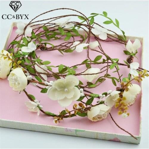 CC Garland Flower Crown Tiara Forest Style Wedding Hair Accessories For Women Bride Engagement Hairwear Flower Leaf Shape at57