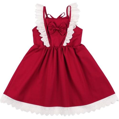 Flofallzique Sleeveless Cotton Girl Dress With Bow Decoration U-shaped Back For Christmas Show Casual Beach Sweet Style