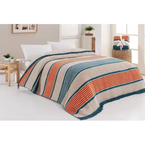 Double Personality Cotton Blanket Striped Blue Gray High Quality Luxury Hot Soft Famous Turkish Textile Production