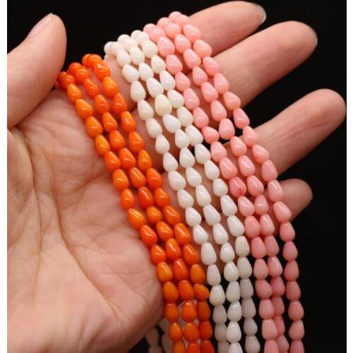 Coral Beaded Straight Pore Water Droplets Shape for Making Jewelry Necklace Earrings Bracelet Accessories Gift