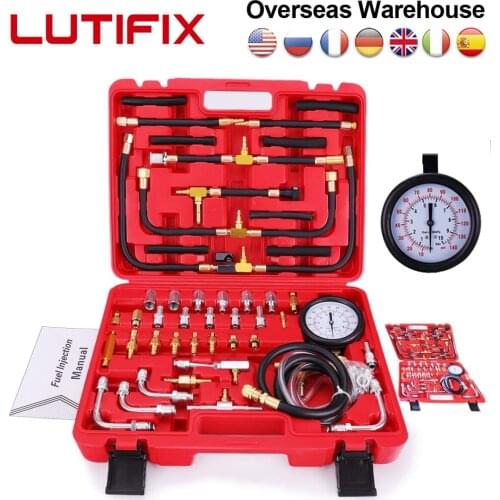 TU-443 Universal Car Diesel Fuel Pressure Gauge Tester Sensor Kit Auto Manometer Engine Testing Fuel Injection Pump 0-140PSI